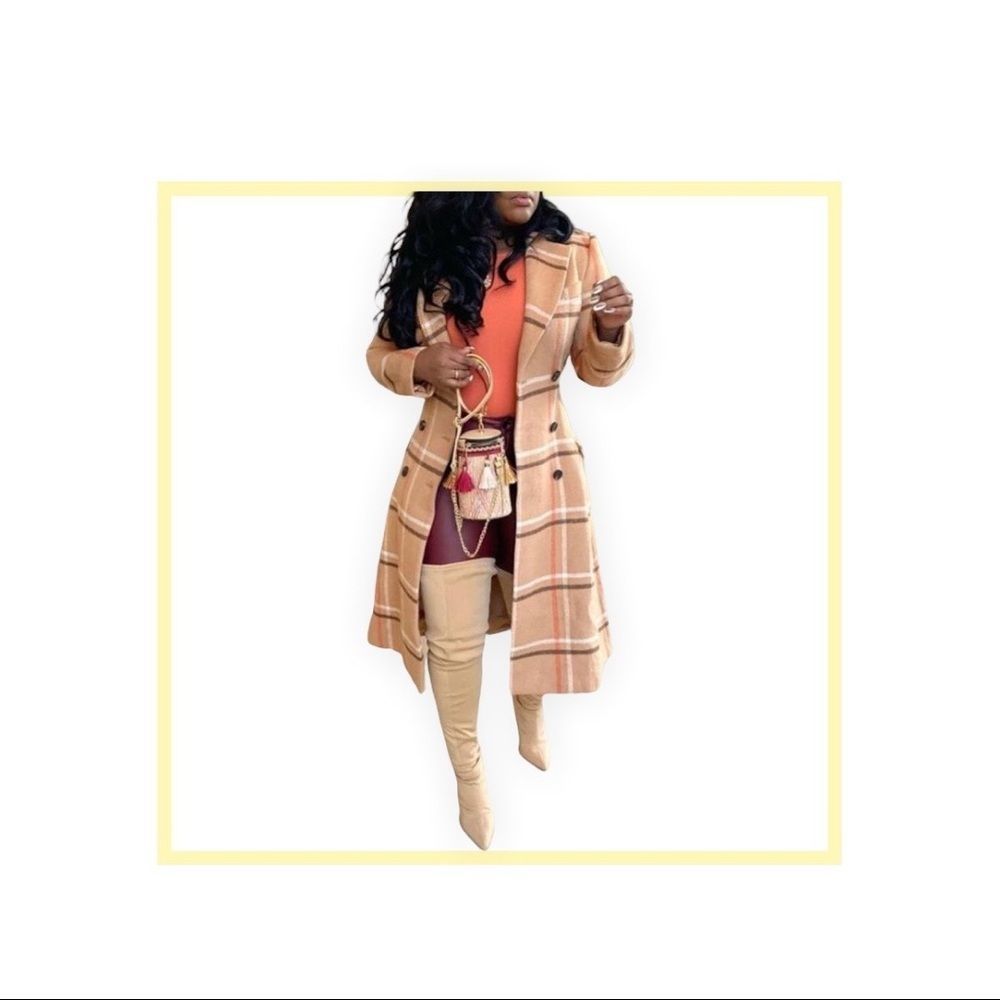 Brown Plaid Coat Tan Coat Trench Coat